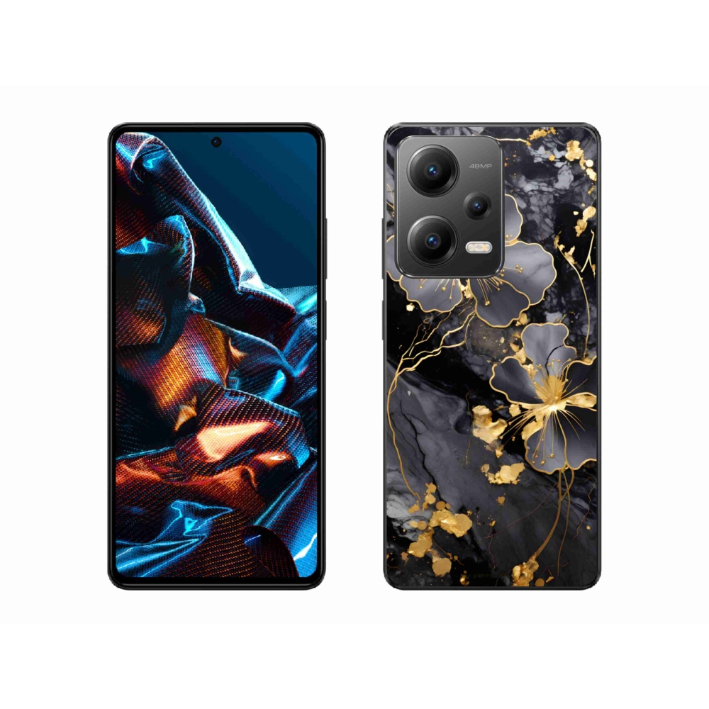 Gelový kryt mmCase na Xiaomi Redmi Note 12 Pro 5G - zlaté květy