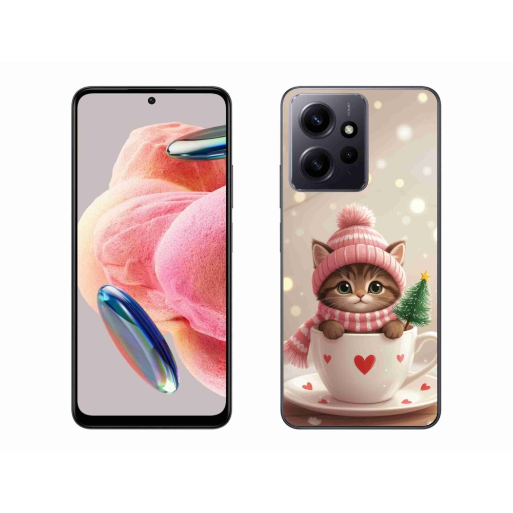 Gelový kryt mmCase na Xiaomi Redmi Note 12 - vánoční kotě v hrnku