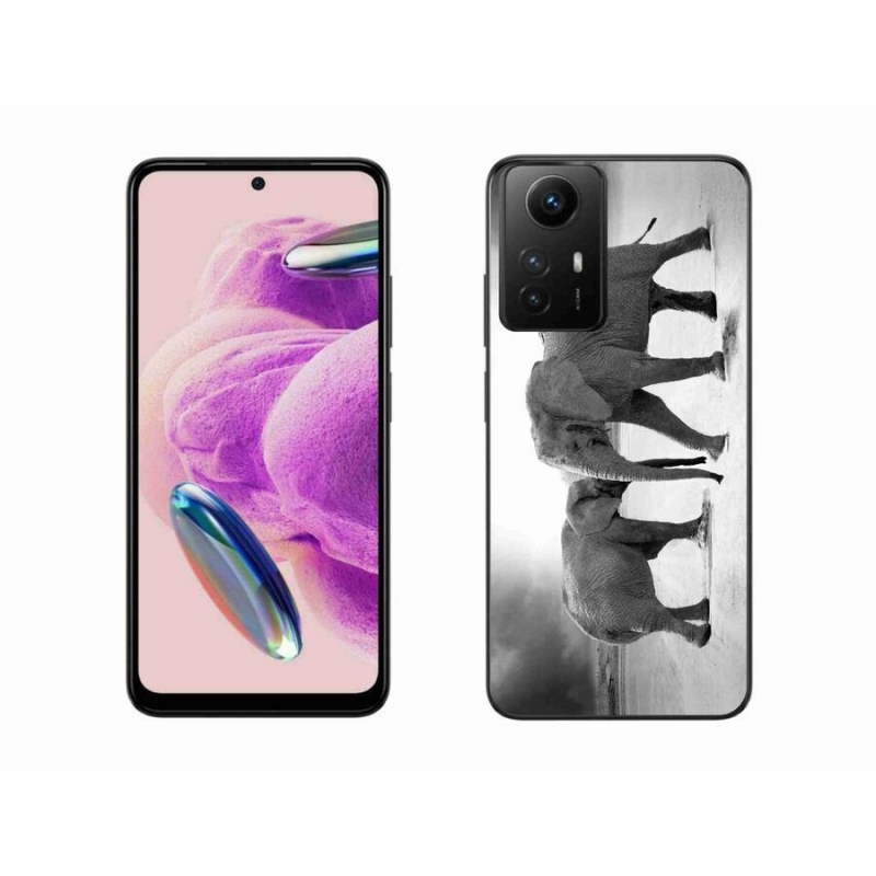 Gelový kryt mmCase na Xiaomi Redmi Note 12S - černobílí sloni