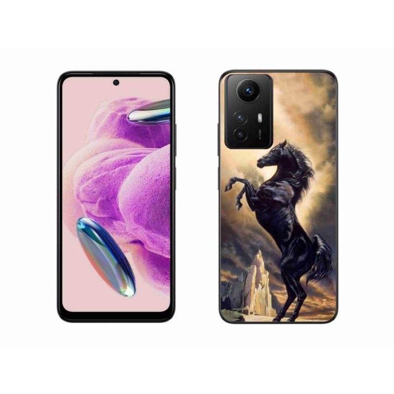 Gelový kryt mmCase na Xiaomi Redmi Note 12S - černý kreslený kůň
