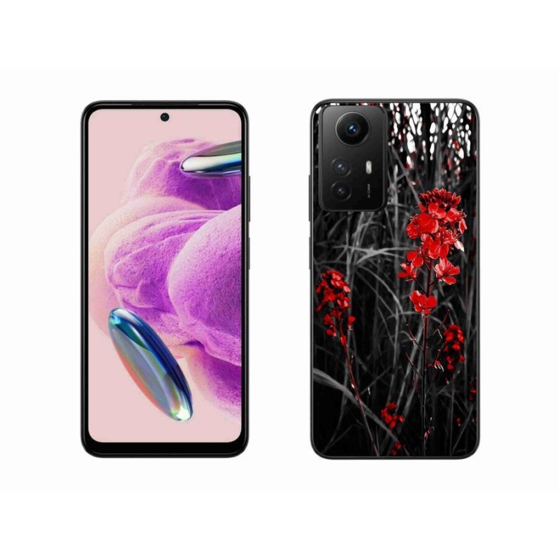 Gelový kryt mmCase na Xiaomi Redmi Note 12S - červená rostlina