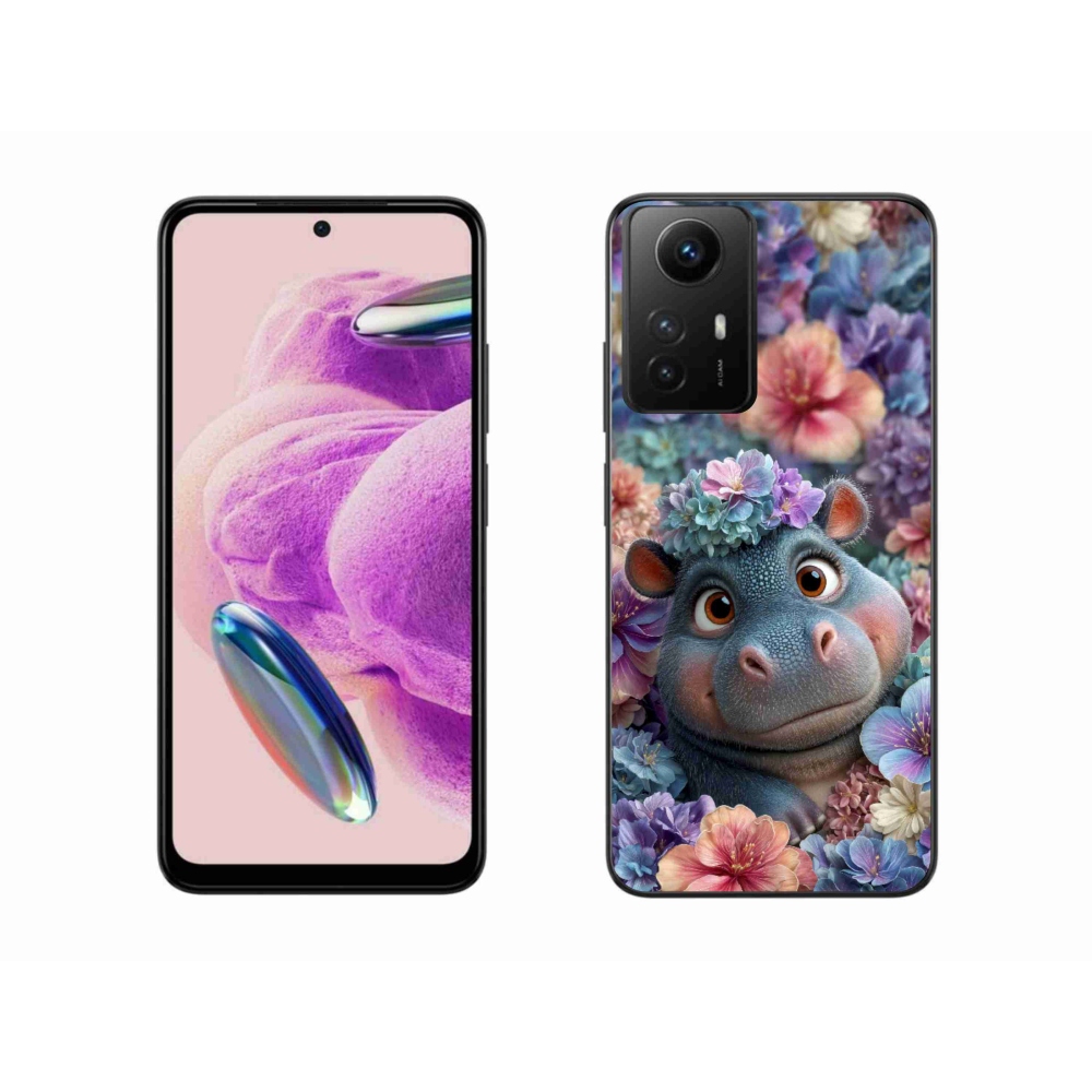 Gelový kryt mmCase na Xiaomi Redmi Note 12S - hrošík v květinách