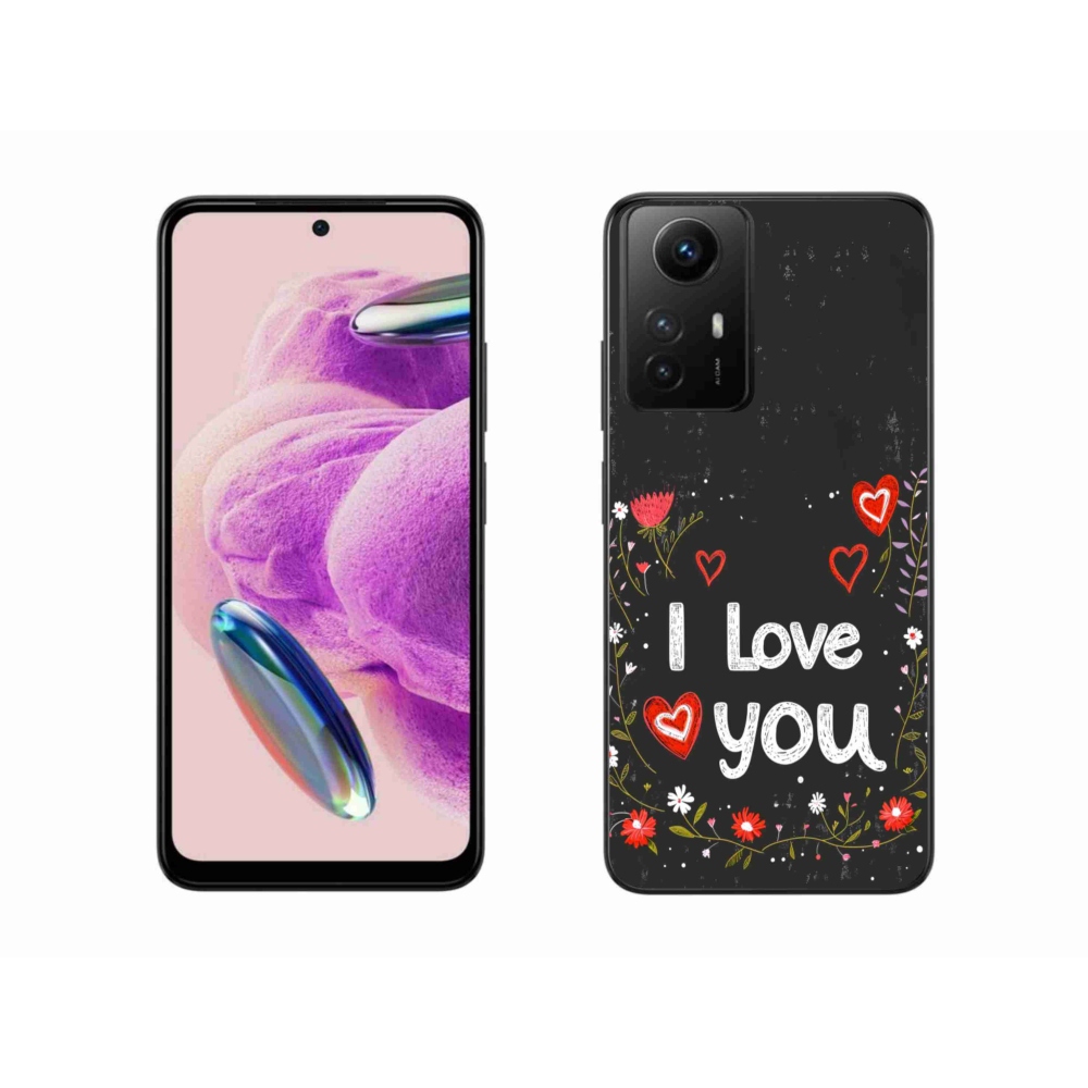 Gelový kryt mmCase na Xiaomi Redmi Note 12S - I love you černé pozadí