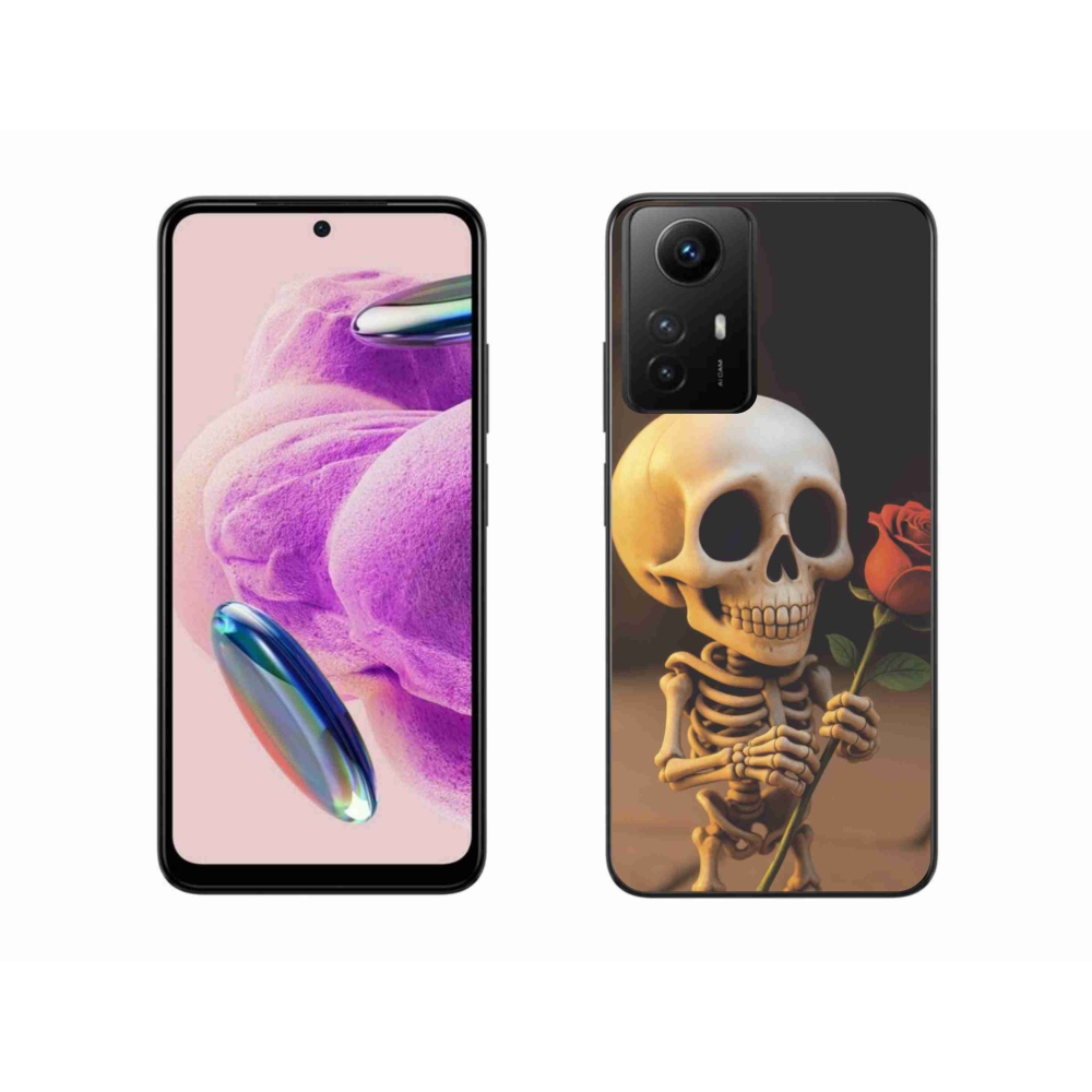 Gelový kryt mmCase na Xiaomi Redmi Note 12S - kostlivec s růží