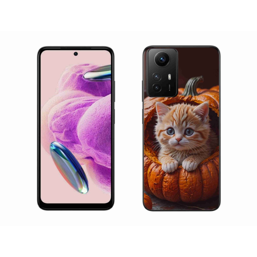 Gelový kryt mmCase na Xiaomi Redmi Note 12S - kotě a dýně 2