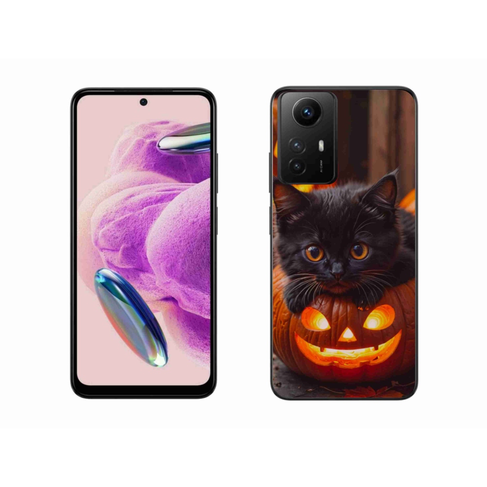 Gelový kryt mmCase na Xiaomi Redmi Note 12S - kotě a dýně