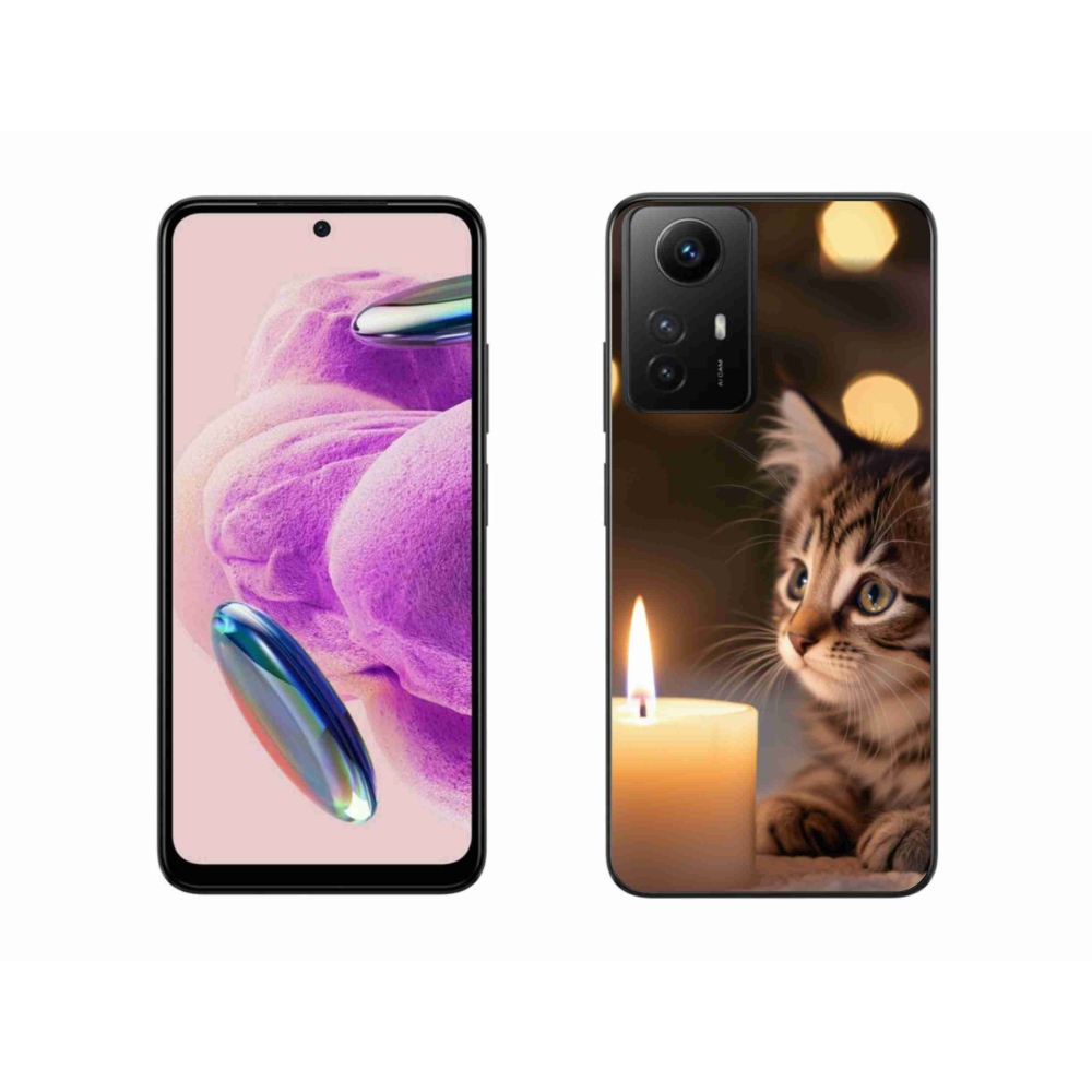 Gelový kryt mmCase na Xiaomi Redmi Note 12S - kotě a svíčka