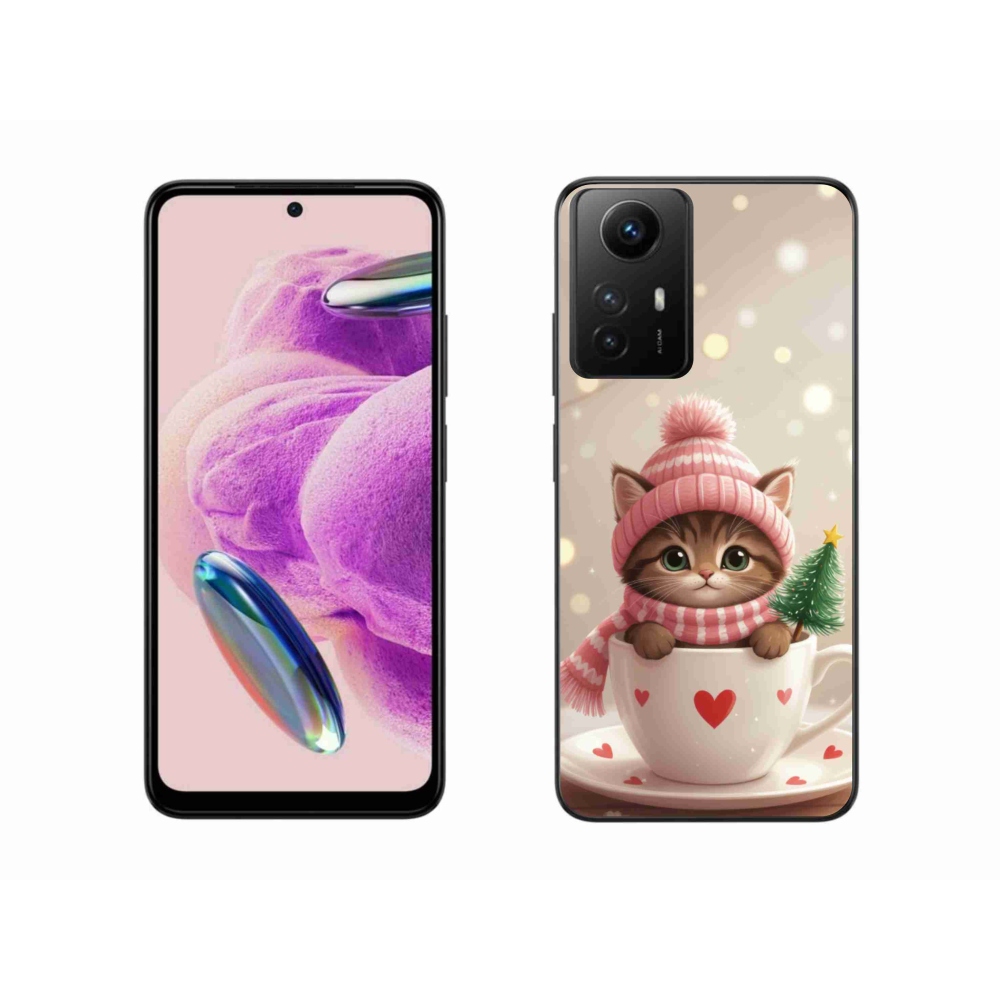 Gelový kryt mmCase na Xiaomi Redmi Note 12S - vánoční kotě v hrnku