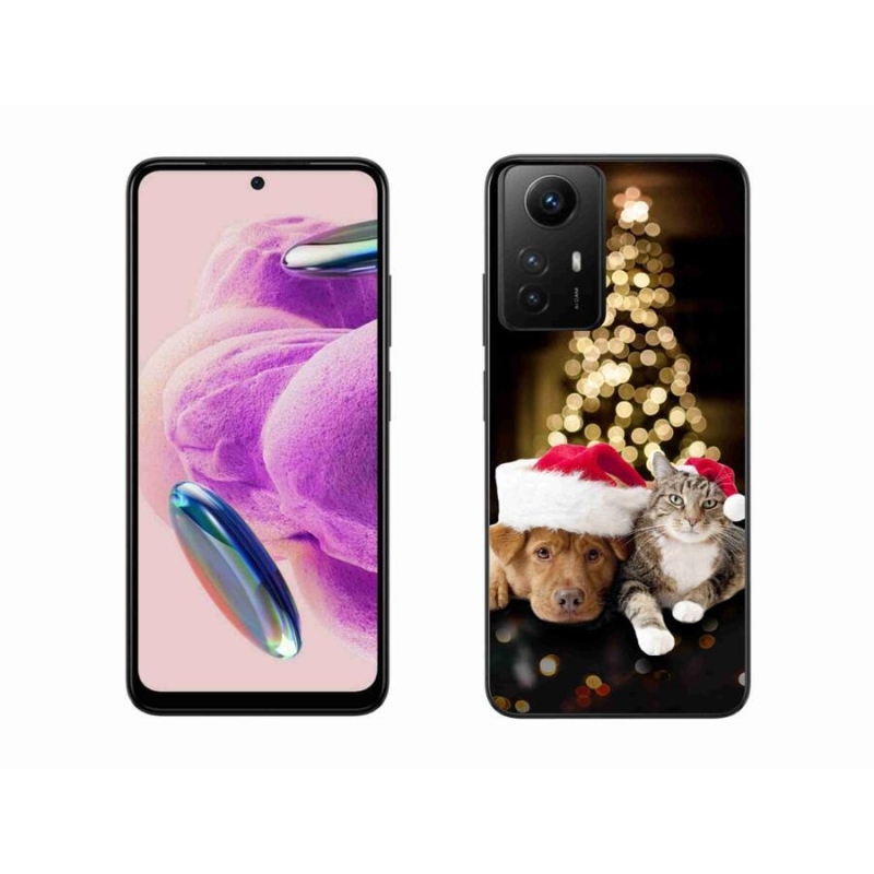 Gelový kryt mmCase na Xiaomi Redmi Note 12S - vánoční pes a kočka