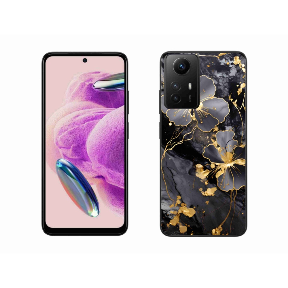 Gelový kryt mmCase na Xiaomi Redmi Note 12S - zlaté květy