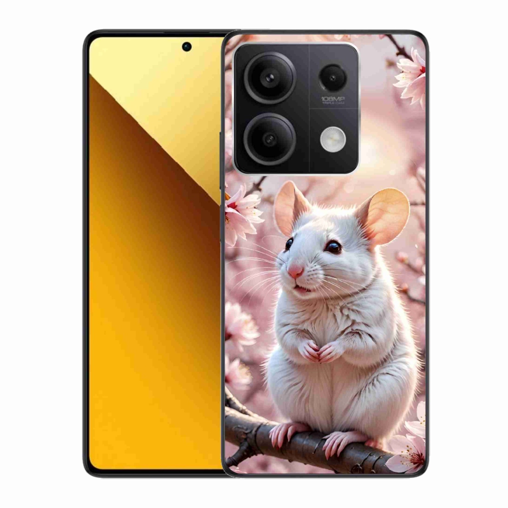 Gelový kryt mmCase na Xiaomi Redmi Note 13 5G - bílá myš na větvi