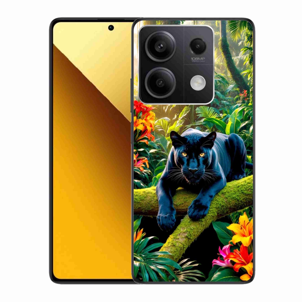Gelový kryt mmCase na Xiaomi Redmi Note 13 5G - černý panter v džungli