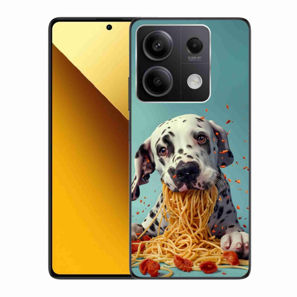 Gelový kryt mmCase na Xiaomi Redmi Note 13 5G - dalmatin a špagety