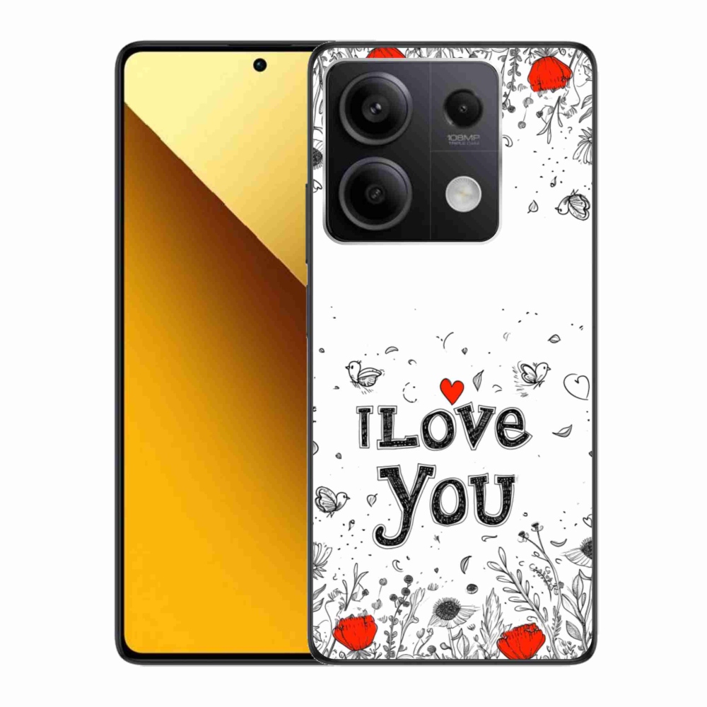 Gelový kryt mmCase na Xiaomi Redmi Note 13 5G - I love you bílé pozadí