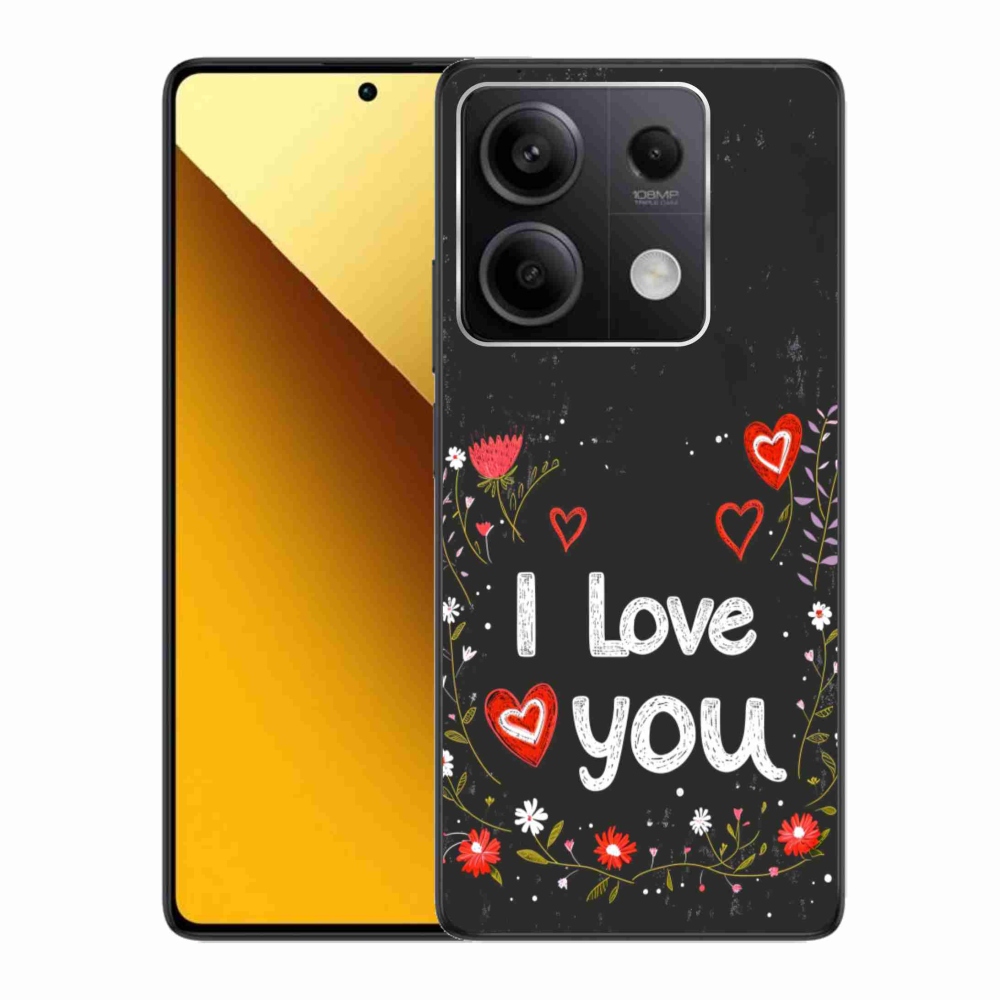 Gelový kryt mmCase na Xiaomi Redmi Note 13 5G - I love you černé pozadí