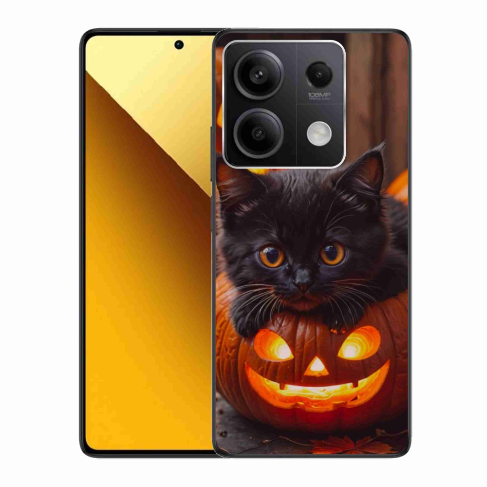 Gelový kryt mmCase na Xiaomi Redmi Note 13 5G - kotě a dýně