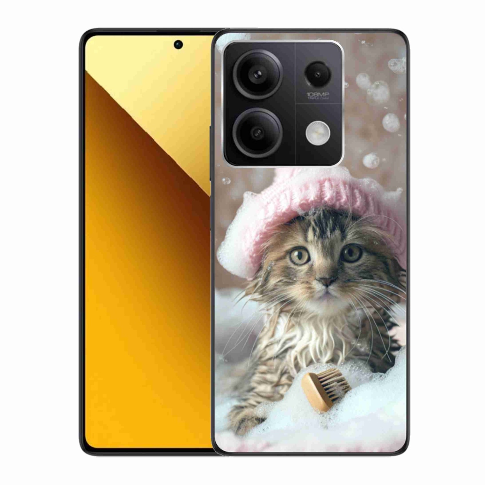 Gelový kryt mmCase na Xiaomi Redmi Note 13 5G - kotě a koupel