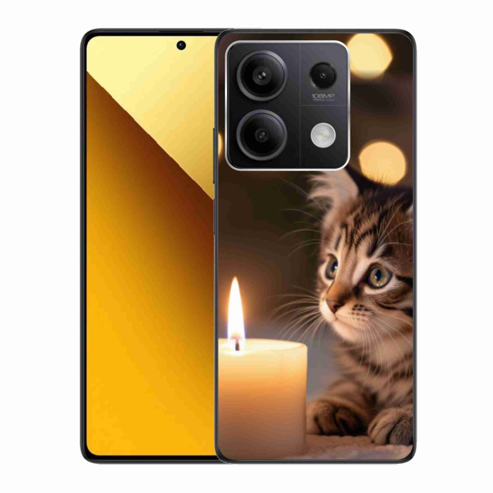 Gelový kryt mmCase na Xiaomi Redmi Note 13 5G - kotě a svíčka