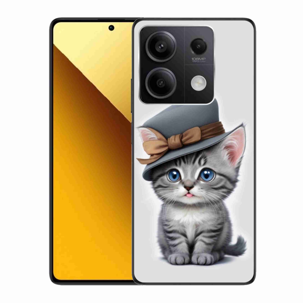 Gelový kryt mmCase na Xiaomi Redmi Note 13 5G - kotě s kloboukem