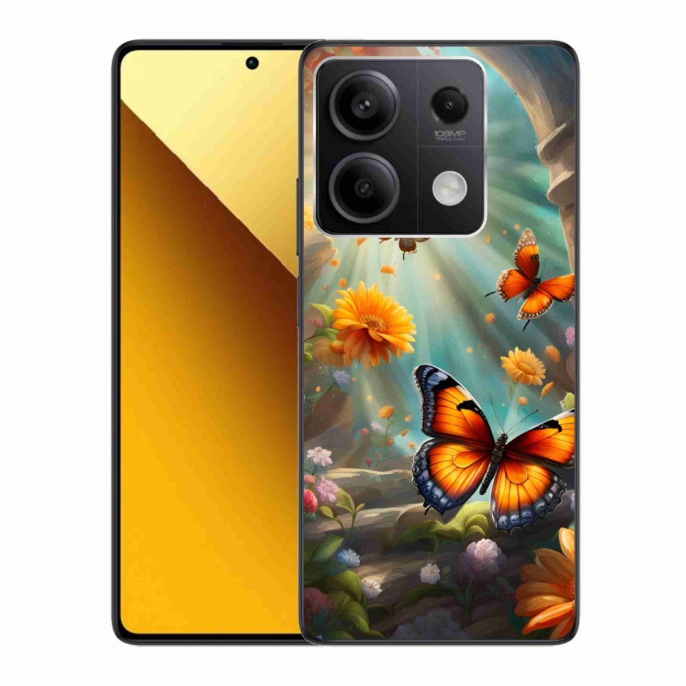 Gelový kryt mmCase na Xiaomi Redmi Note 13 5G - motýlí zahrada 2