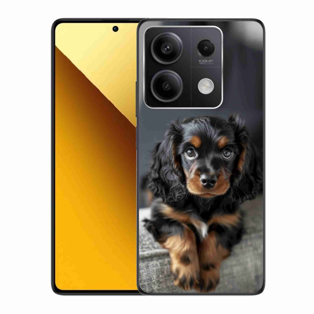 Gelový kryt mmCase na Xiaomi Redmi Note 13 5G - roztomilý dlouhosrstý jezevčík