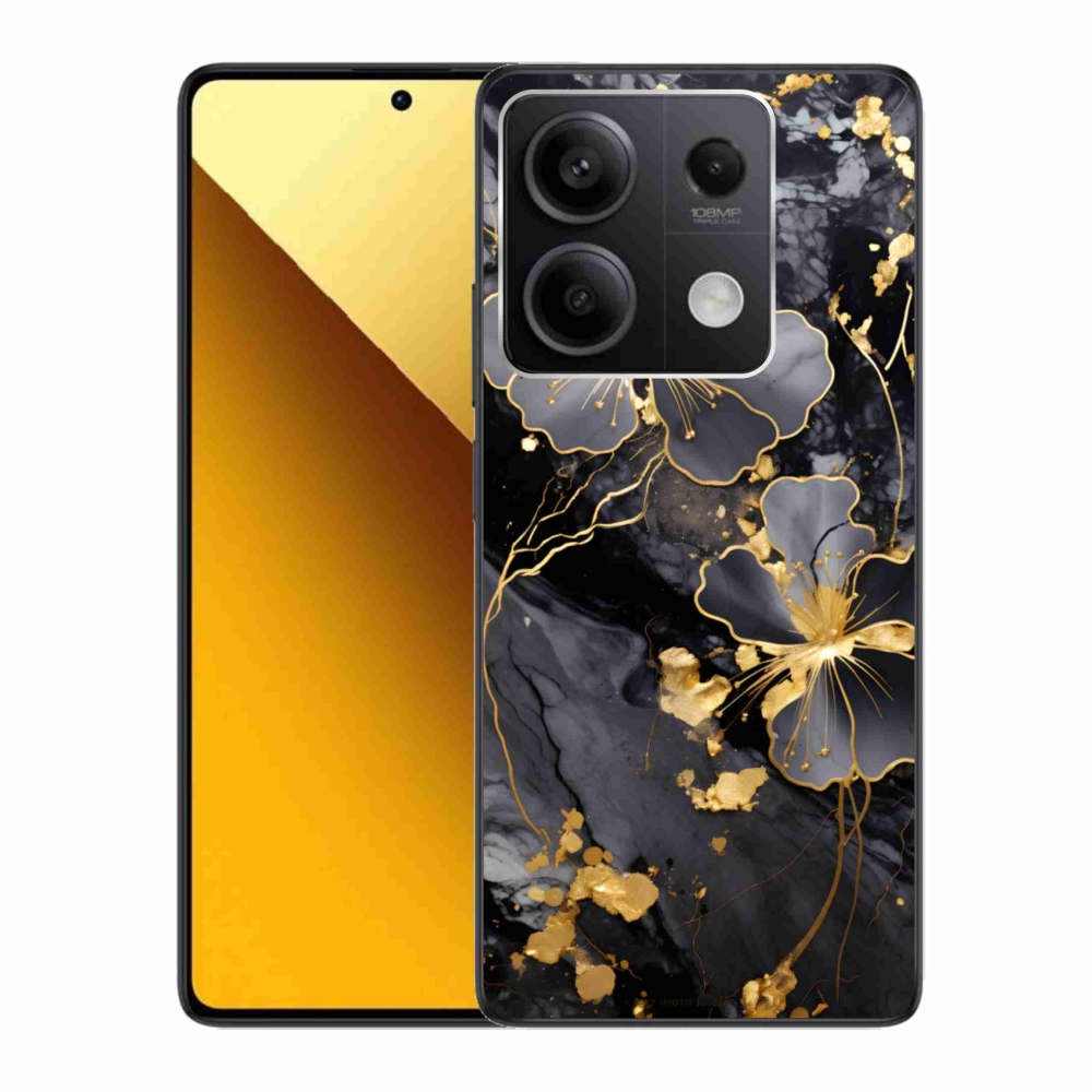 Gelový kryt mmCase na Xiaomi Redmi Note 13 5G - zlaté květy