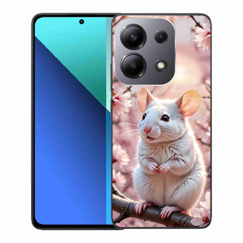 Gelový kryt mmCase na Xiaomi Redmi Note 13 - bílá myš na větvi