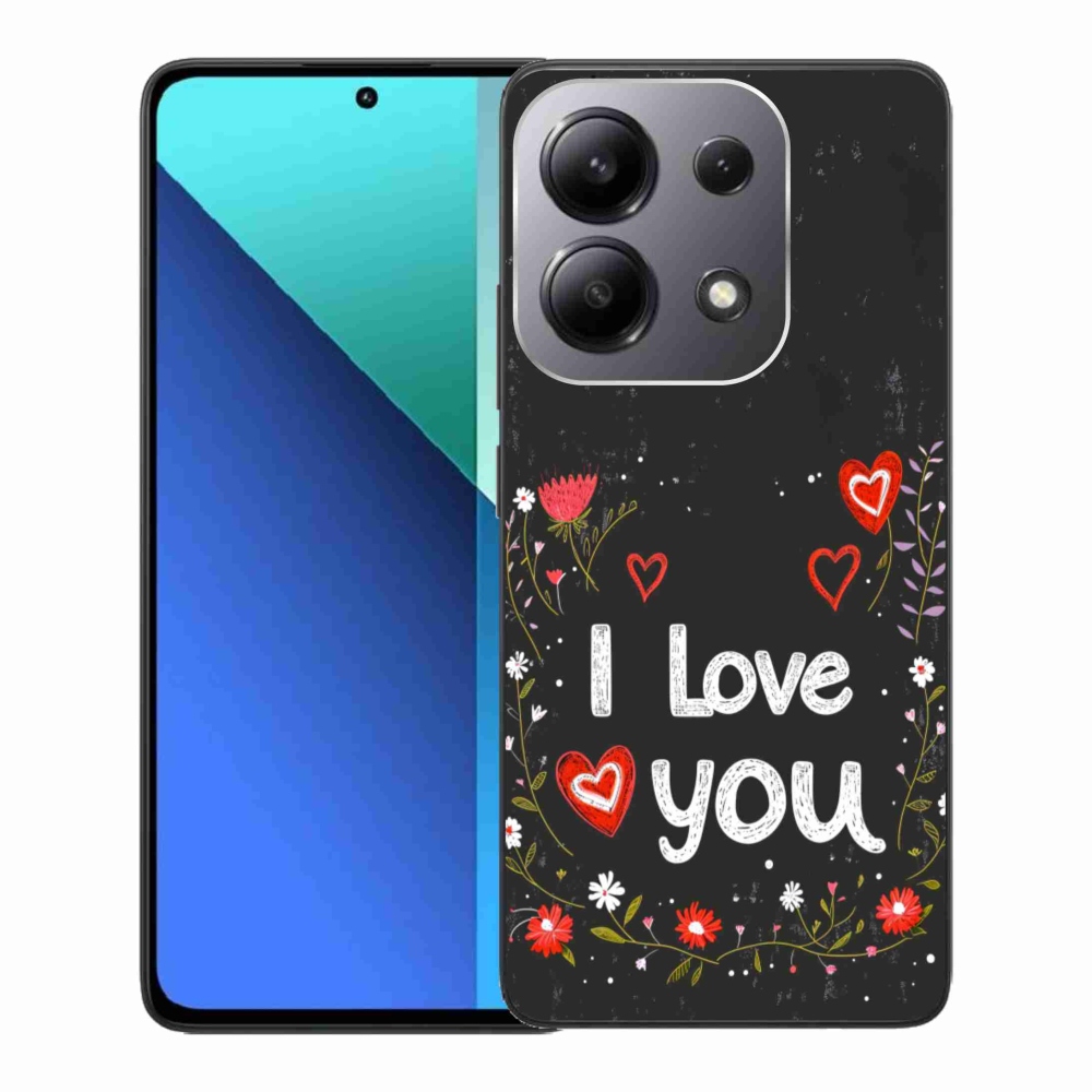 Gelový kryt mmCase na Xiaomi Redmi Note 13 - I love you černé pozadí