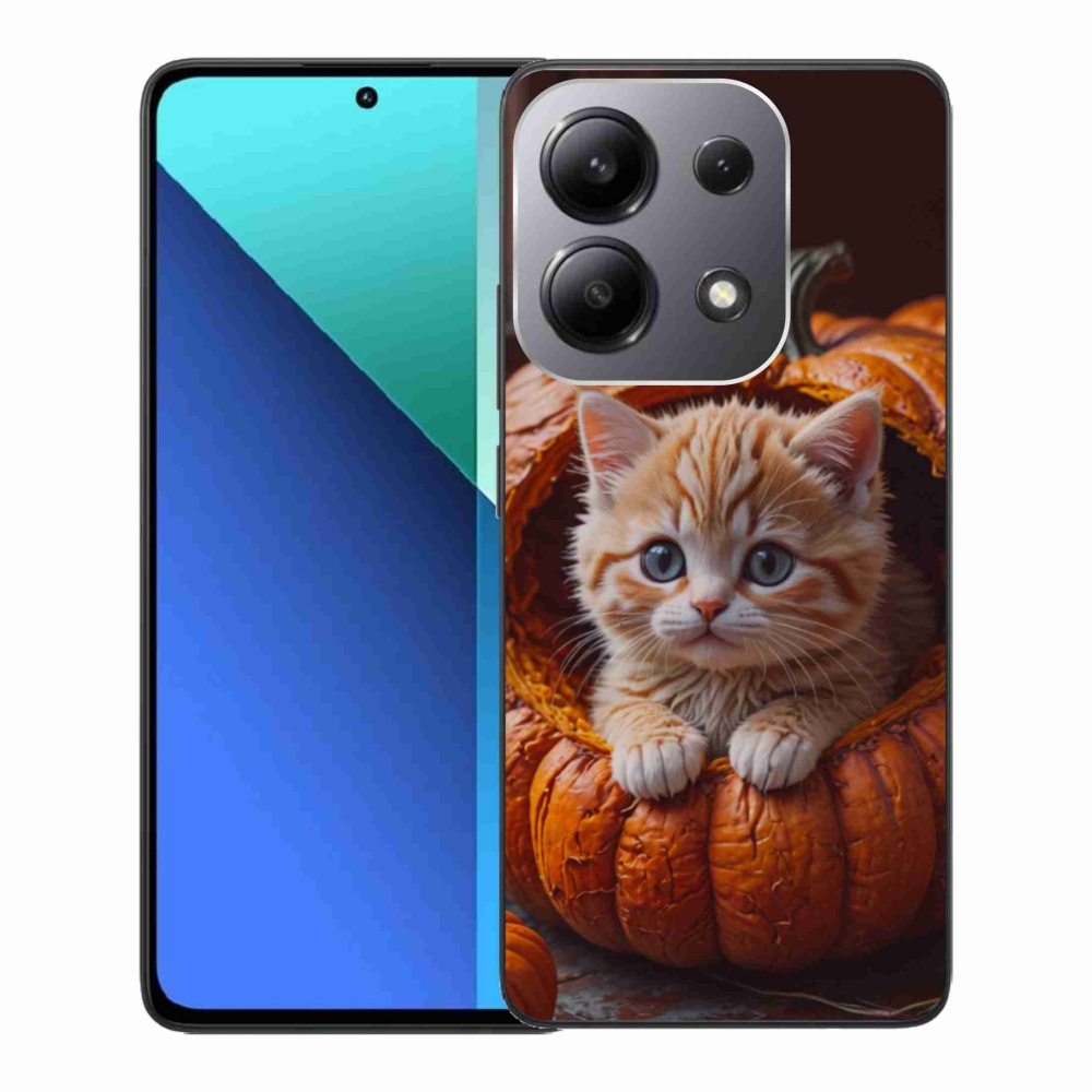 Gelový kryt mmCase na Xiaomi Redmi Note 13 - kotě a dýně 2