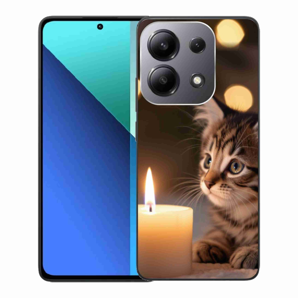 Gelový kryt mmCase na Xiaomi Redmi Note 13 - kotě a svíčka