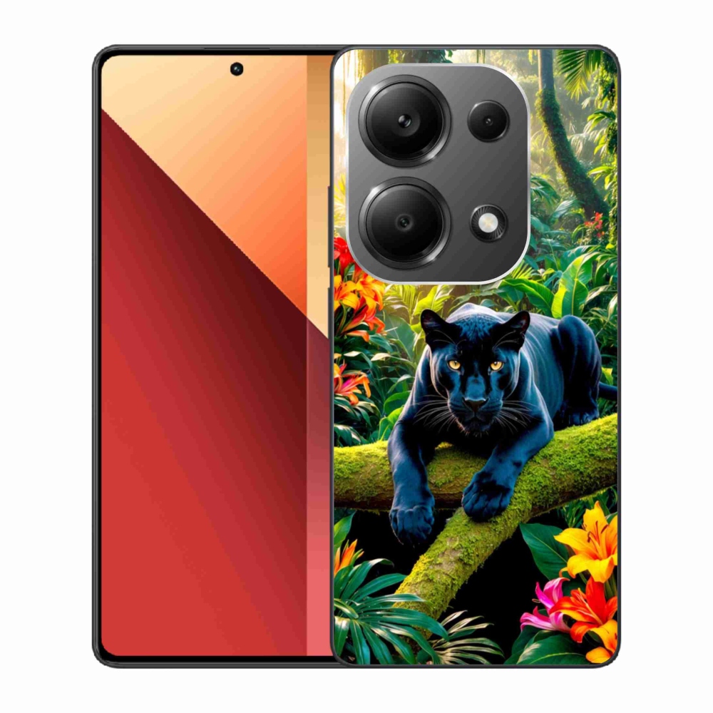 Gelový kryt mmCase na Xiaomi Redmi Note 13 Pro 4G/Poco M6 Pro - černý panter v džungli