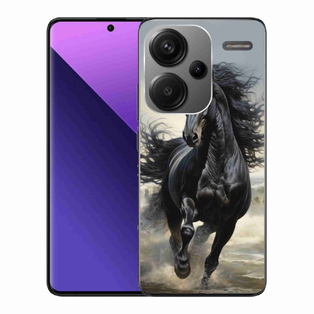 Gelový kryt mmCase na Xiaomi Redmi Note 13 Pro+ 5G - běžící černý kůň