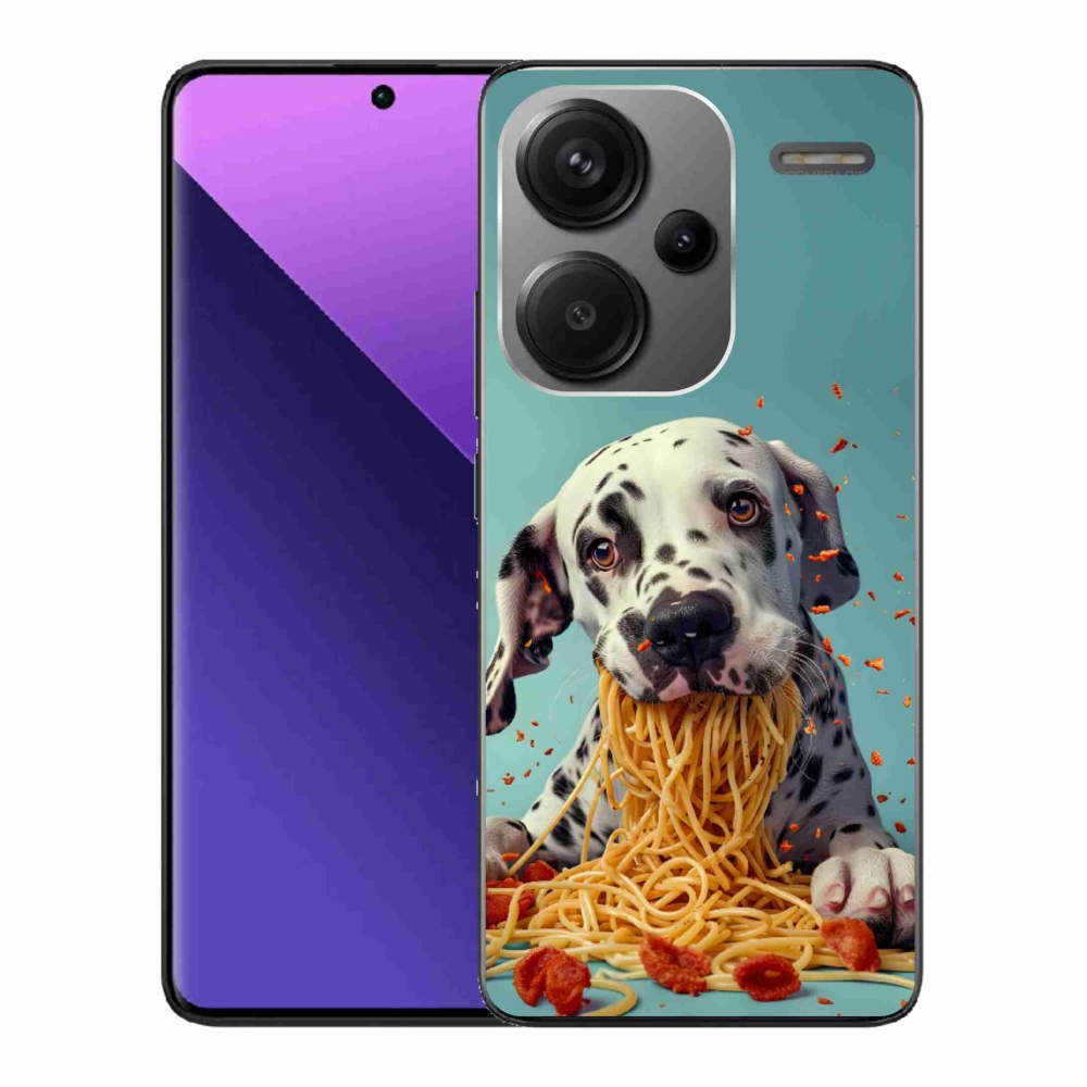 Gelový kryt mmCase na Xiaomi Redmi Note 13 Pro+ 5G - dalmatin a špagety