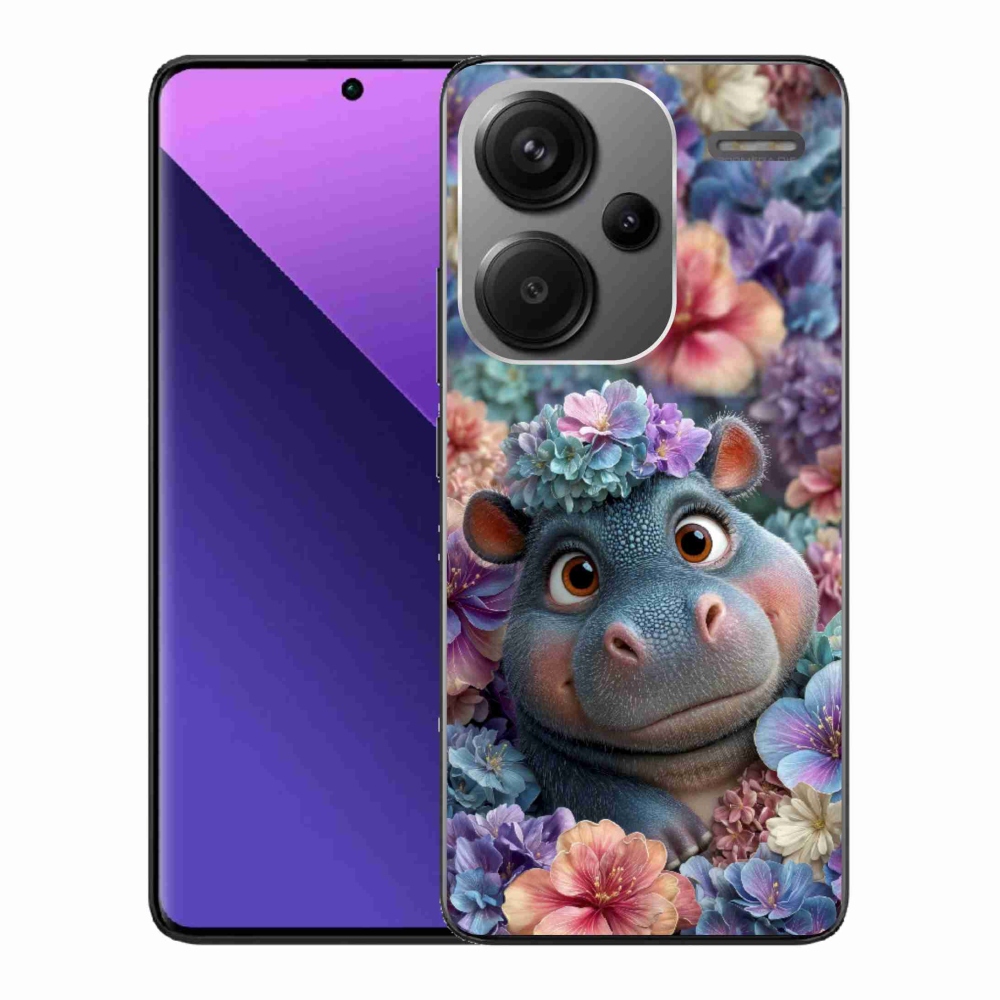Gelový kryt mmCase na Xiaomi Redmi Note 13 Pro+ 5G - hrošík v květinách