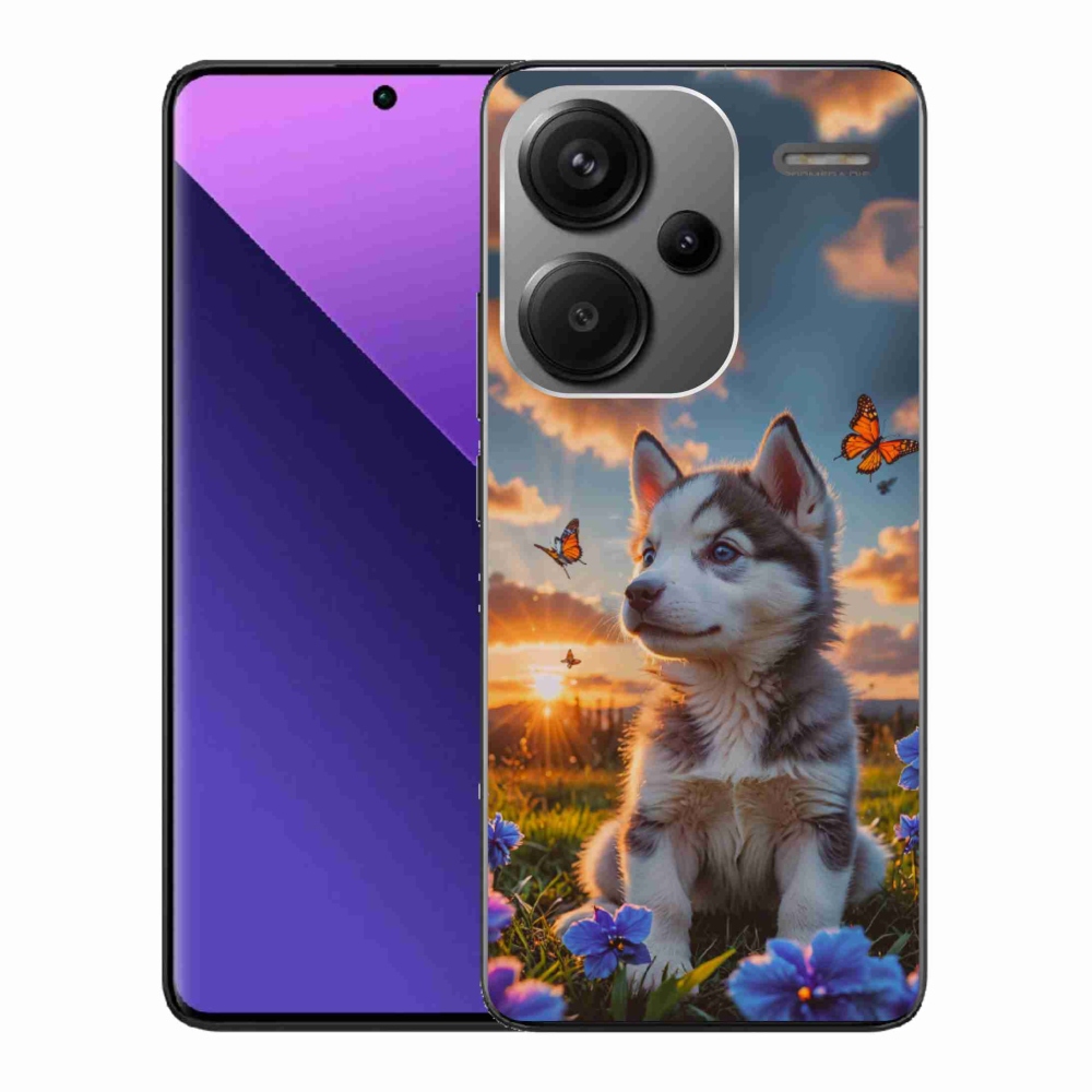 Gelový kryt mmCase na Xiaomi Redmi Note 13 Pro+ 5G - husky při západu slunce