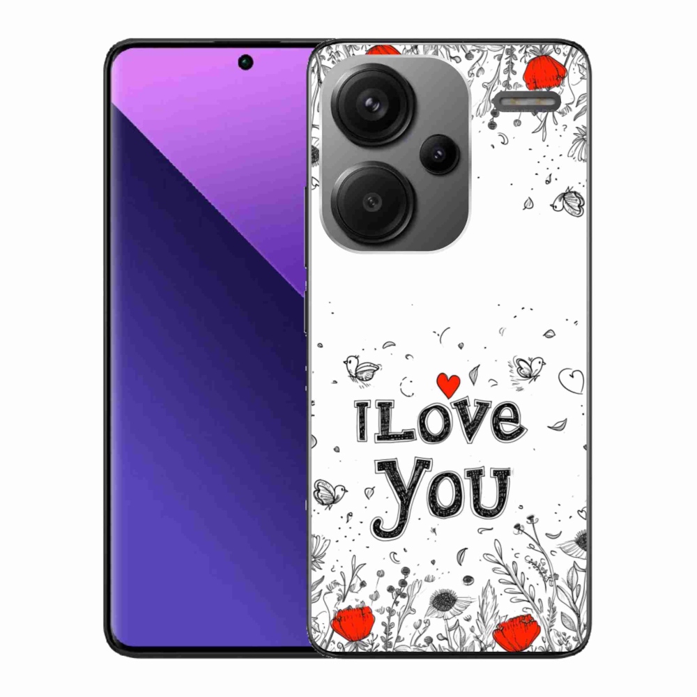 Gelový kryt mmCase na Xiaomi Redmi Note 13 Pro+ 5G - I love you bílé pozadí