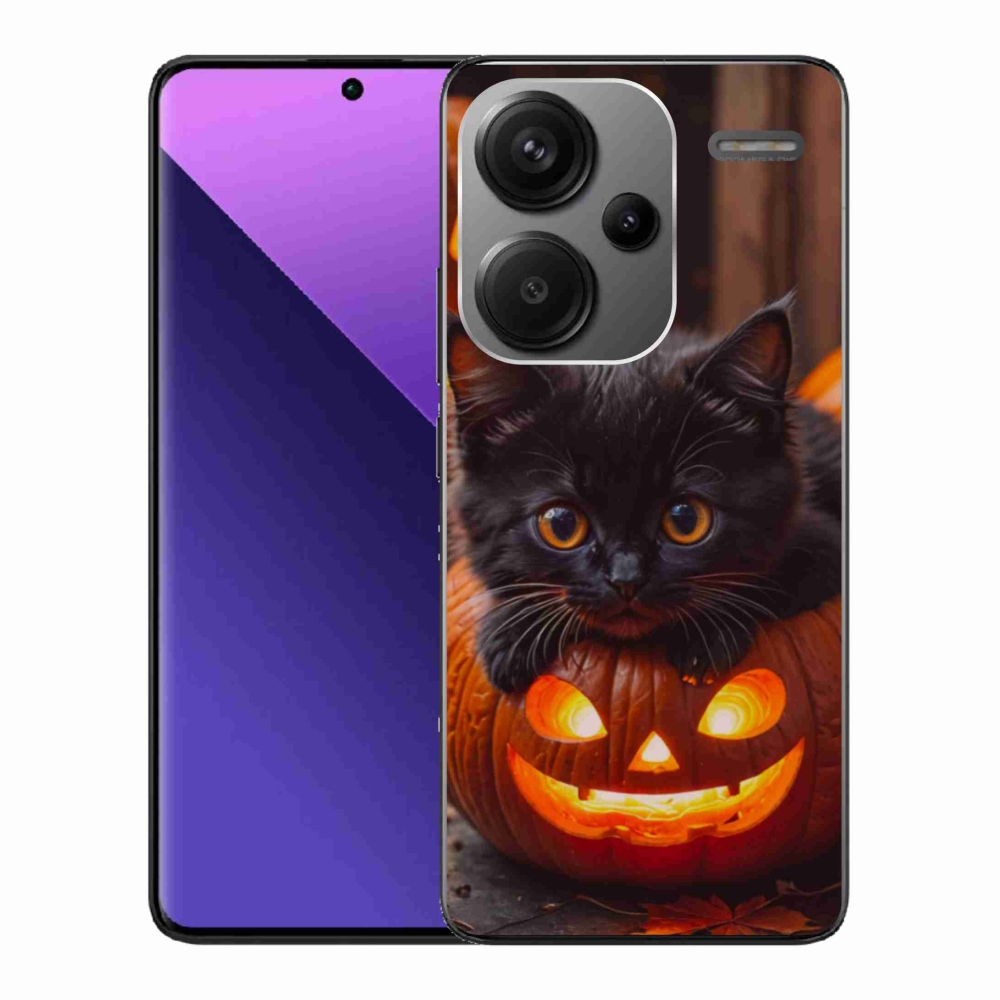 Gelový kryt mmCase na Xiaomi Redmi Note 13 Pro+ 5G - kotě a dýně