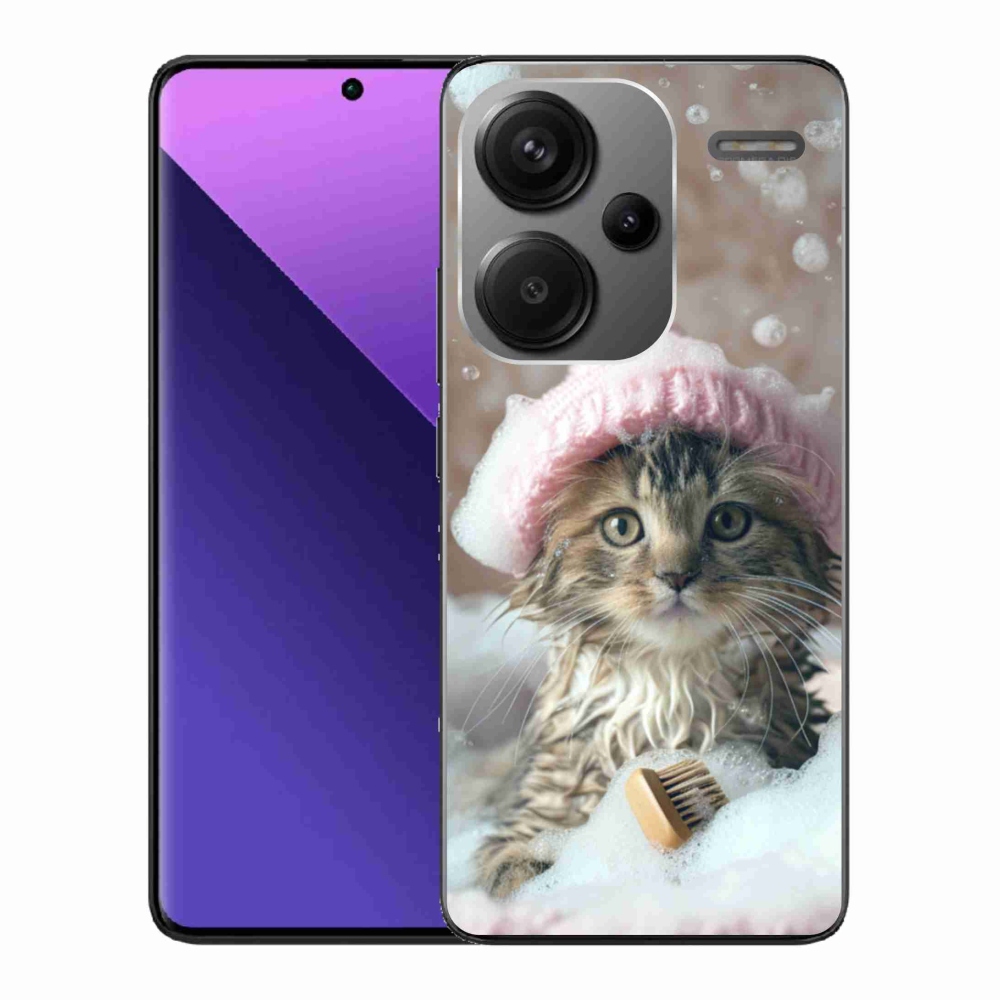Gelový kryt mmCase na Xiaomi Redmi Note 13 Pro+ 5G - kotě a koupel