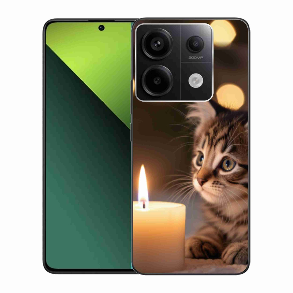 Gelový kryt mmCase na Xiaomi Redmi Note 13 Pro 5G/Poco X6 5G - kotě a svíčka