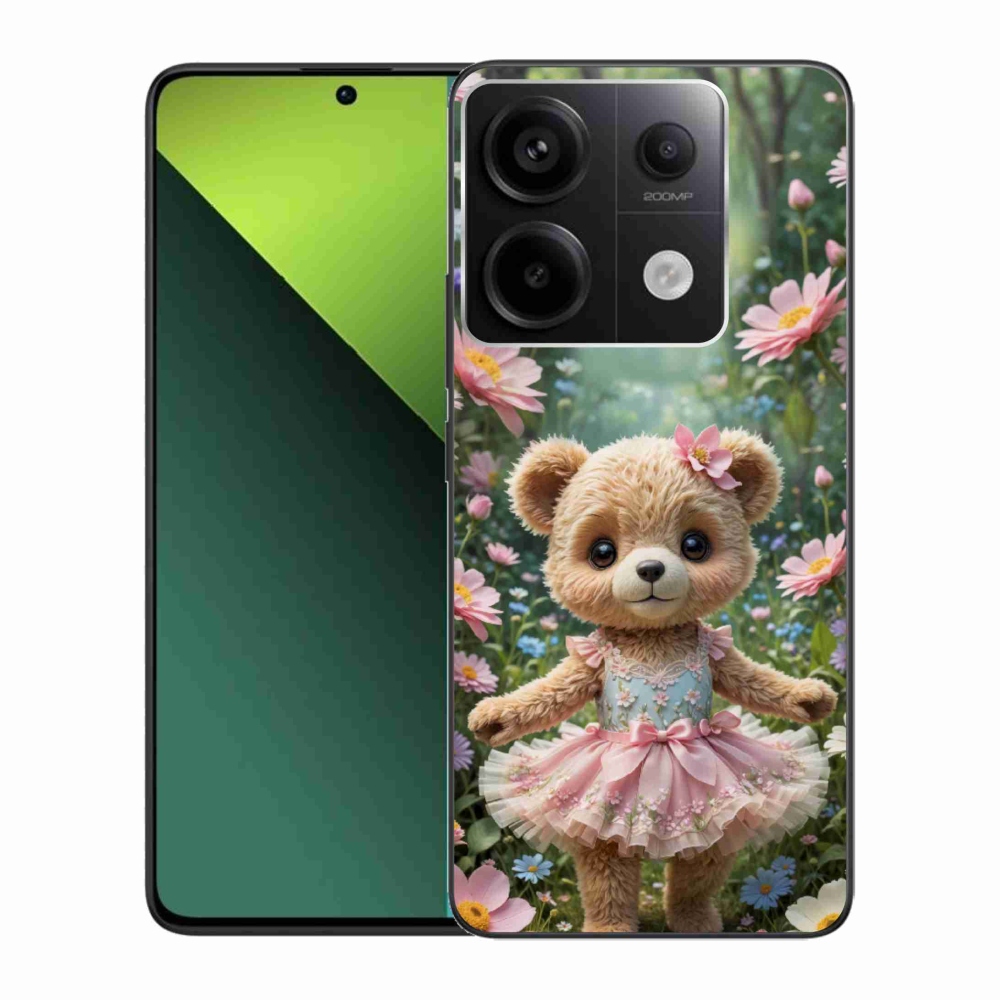 Gelový kryt mmCase na Xiaomi Redmi Note 13 Pro 5G/Poco X6 5G - roztomilý medvídek v květinách