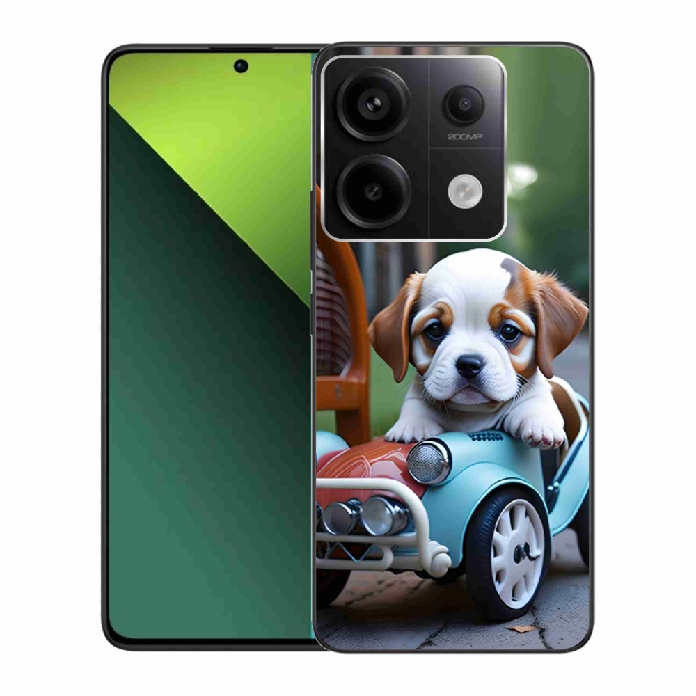 Gelový kryt mmCase na Xiaomi Redmi Note 13 Pro 5G/Poco X6 5G - štěně v retro autě