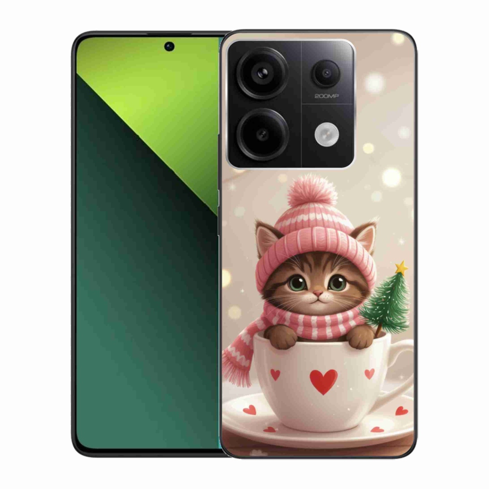 Gelový kryt mmCase na Xiaomi Redmi Note 13 Pro 5G/Poco X6 5G - vánoční kotě v hrnku