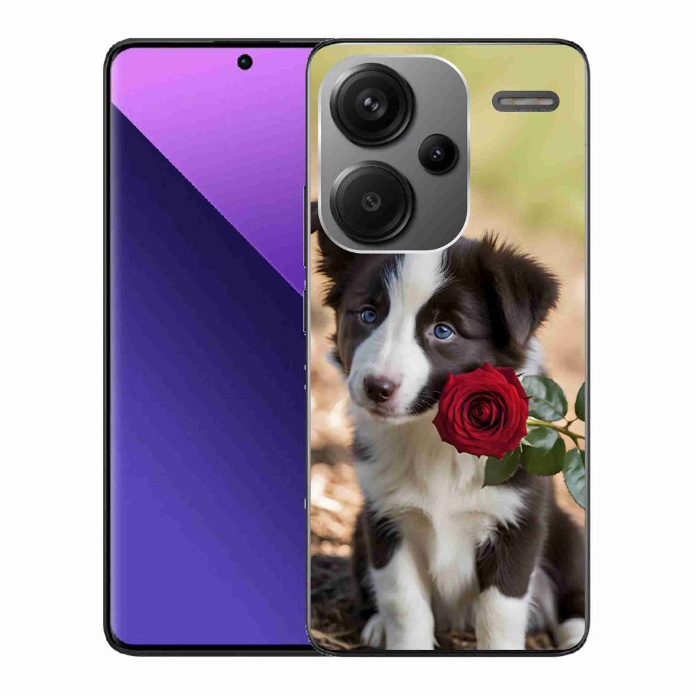 Gelový kryt mmCase na Xiaomi Redmi Note 13 Pro+ 5G - roztomilá border kolie s růží