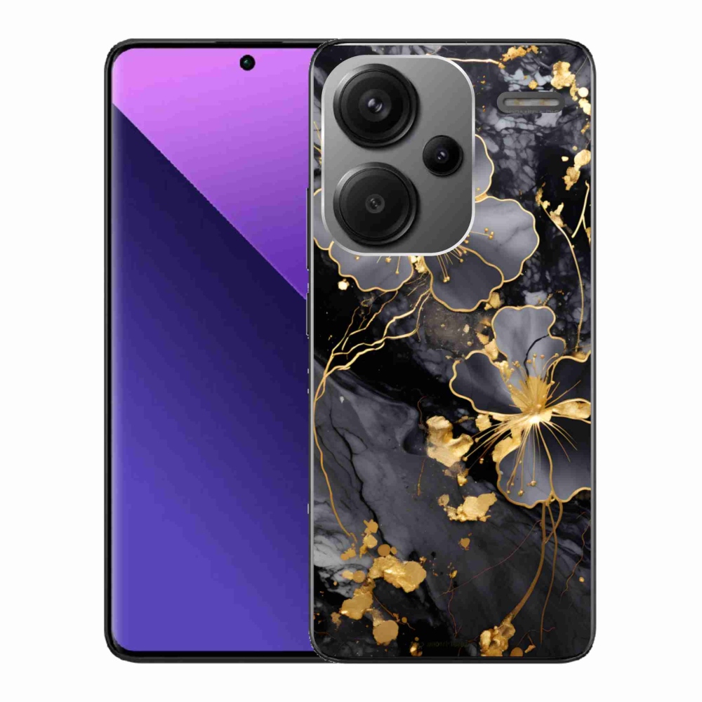 Gelový kryt mmCase na Xiaomi Redmi Note 13 Pro+ 5G - zlaté květy