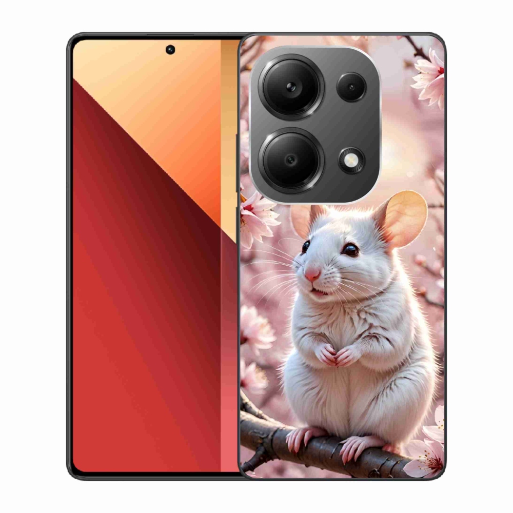 Gelový kryt mmCase na Xiaomi Redmi Note 13 Pro/Poco M6 Pro - bílá myš na větvi
