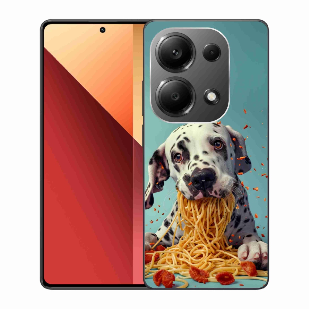 Gelový kryt mmCase na Xiaomi Redmi Note 13 Pro/Poco M6 Pro - dalmatin a špagety