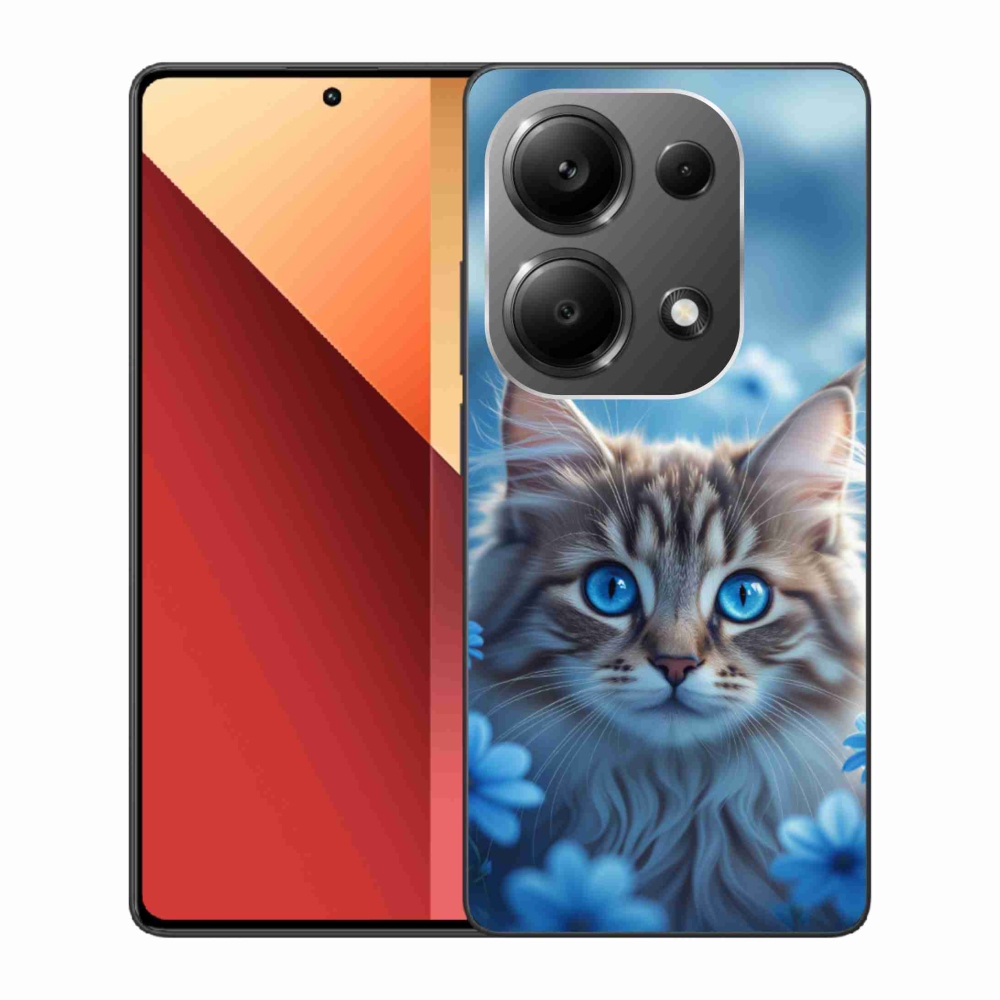 Gelový kryt mmCase na Xiaomi Redmi Note 13 Pro/Poco M6 Pro - koťátko v modrých květech
