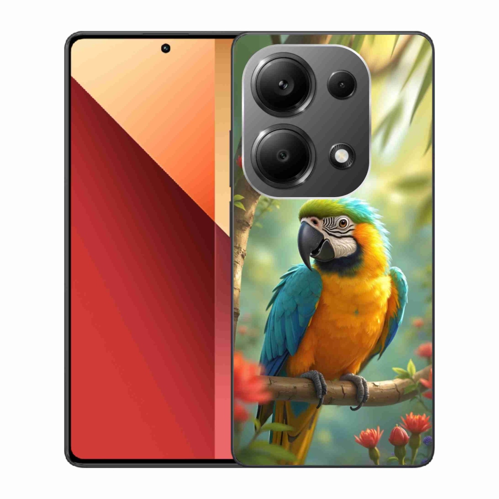Gelový kryt mmCase na Xiaomi Redmi Note 13 Pro/Poco M6 Pro - papoušek ara modrožlutá