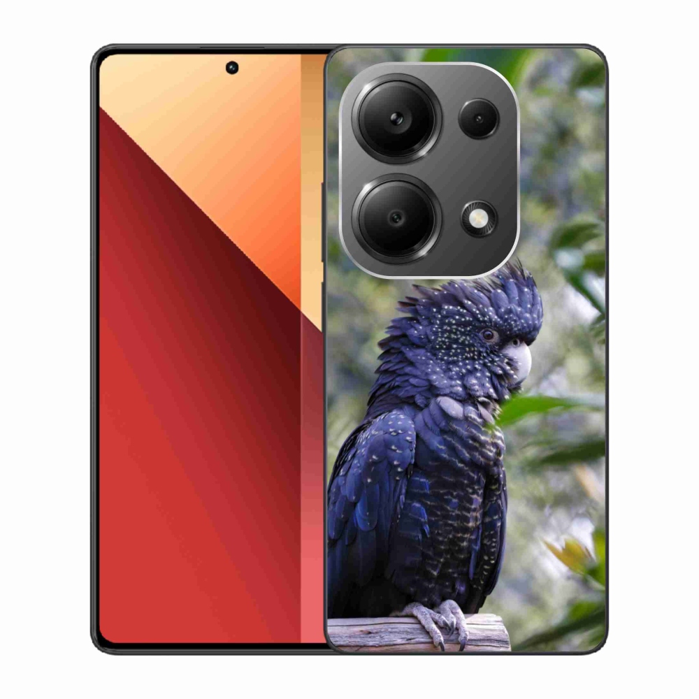 Gelový kryt mmCase na Xiaomi Redmi Note 13 Pro/Poco M6 Pro - papoušek kakadu černý