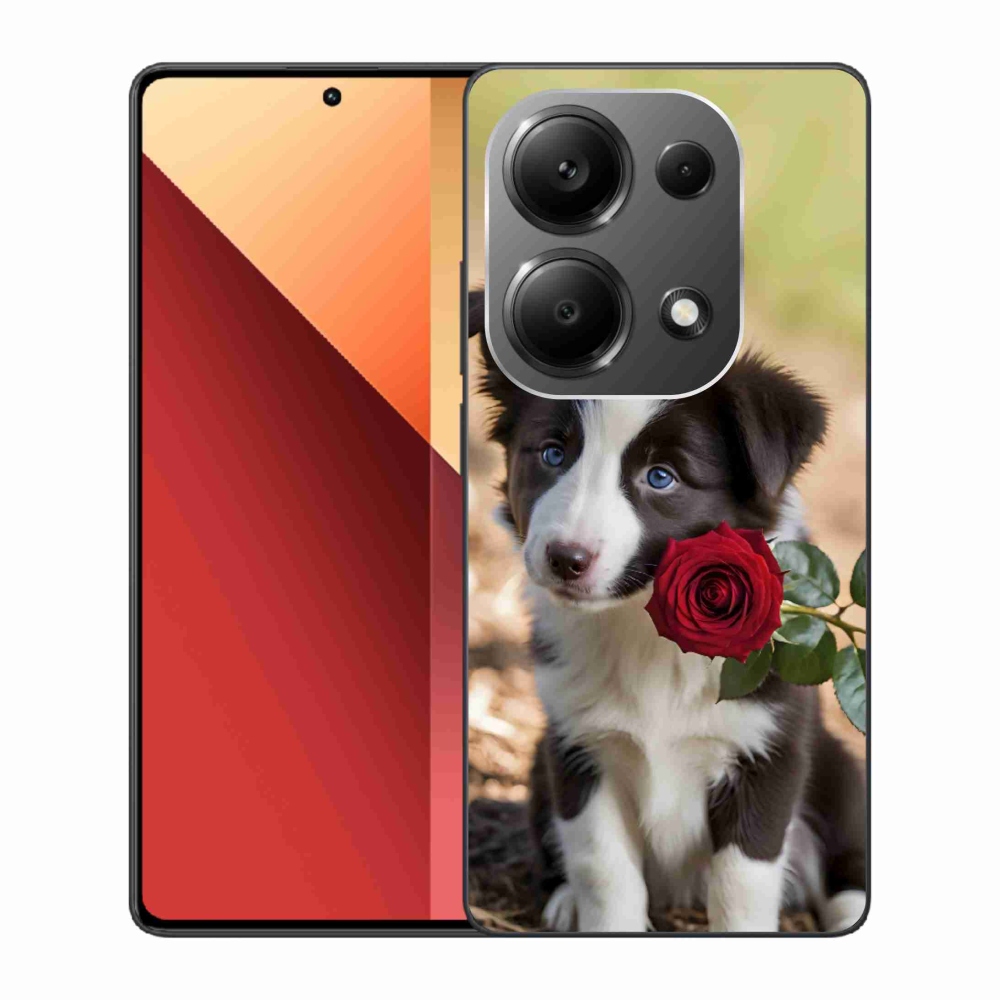 Gelový kryt mmCase na Xiaomi Redmi Note 13 Pro/Poco M6 Pro - roztomilá border kolie s růží
